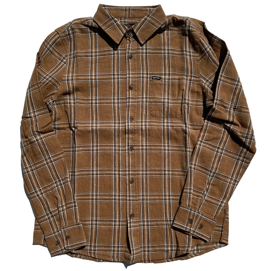 BRIXTON ( ブリクストン ) / リネンチェックシャツ / CHARTER LINEN BLEND L/S WVN - WASHED COPPER x WHITECUP PLAID / 01440-WCWCP
