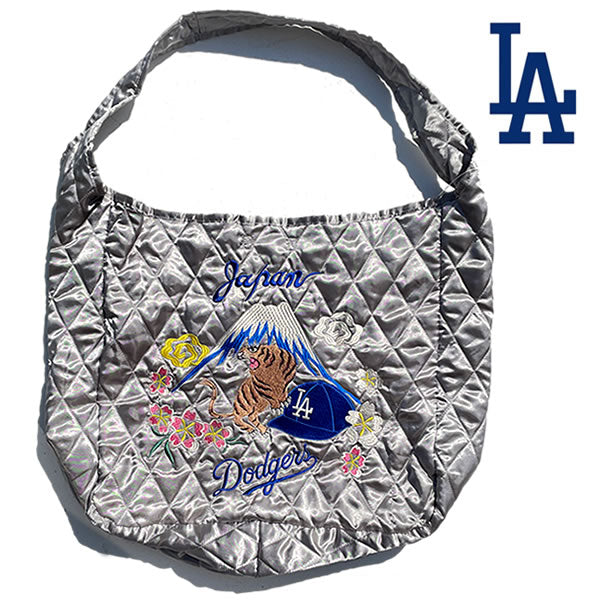 INFIELDER DESIGN x MLB /  スカジャン風サテン  ショルダーバッグ / MLB SJ SHOULDER BAG - LA Dodgers - GREY / MLB-254-Dodgers