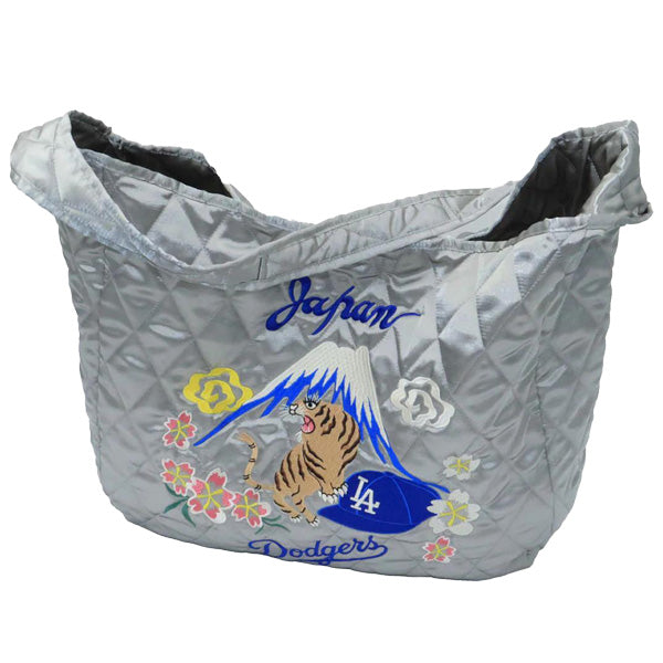 INFIELDER DESIGN x MLB /  スカジャン風サテン  ショルダーバッグ / MLB SJ SHOULDER BAG - LA Dodgers - GREY / MLB-254-Dodgers