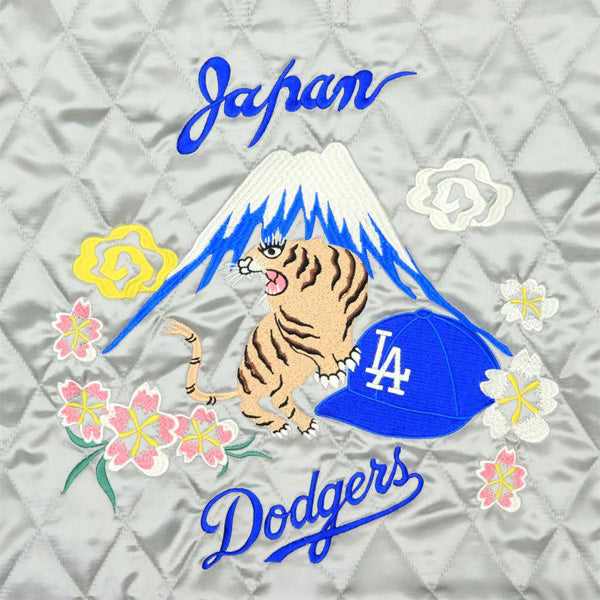INFIELDER DESIGN x MLB /  スカジャン風サテン  ショルダーバッグ / MLB SJ SHOULDER BAG - LA Dodgers - GREY / MLB-254-Dodgers