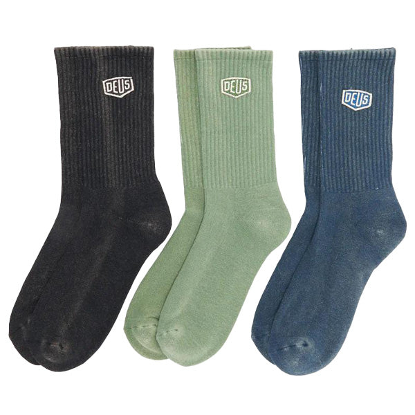 DEUS EX MACHINA ( デウスエクスマキナ ) / ソックス 靴下 / SHIELD GARMENT DYED SOCKS - 3PACK MULTI / DMP257182