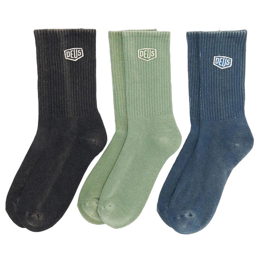 DEUS EX MACHINA ( デウスエクスマキナ ) / ソックス 靴下 / SHIELD GARMENT DYED SOCKS - 3PACK MULTI / DMP257182
