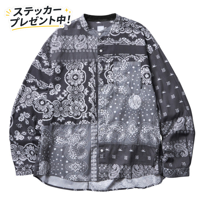 LIBERAIDERS(リベレイダース) / バンドカラー ペイズリー柄 シャツ / BANDANA SHIRT - BLACK / 711032501 / メンズ