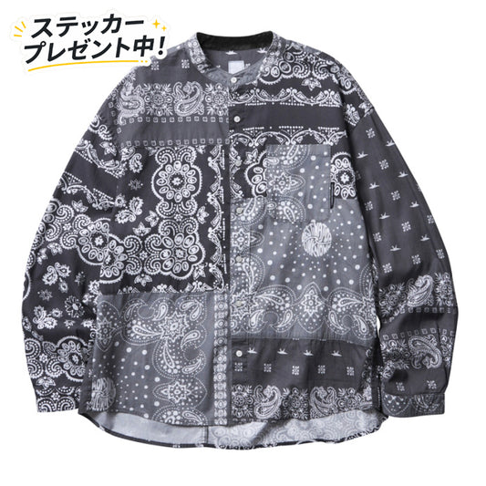 LIBERAIDERS(リベレイダース) / バンドカラー ペイズリー柄 シャツ / BANDANA SHIRT - BLACK / 711032501 / メンズ