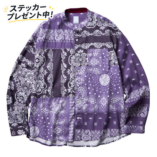 LIBERAIDERS(リベレイダース) / バンドカラー ペイズリー柄 シャツ / BANDANA SHIRT - PURPLE / 711032501 / メンズ