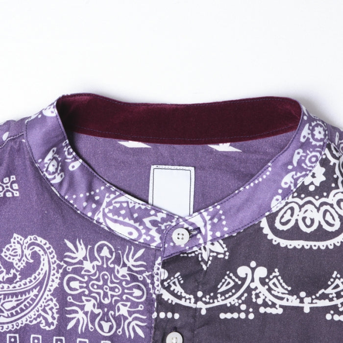 LIBERAIDERS(リベレイダース) / バンドカラー ペイズリー柄 シャツ / BANDANA SHIRT - PURPLE / 711032501 / メンズ