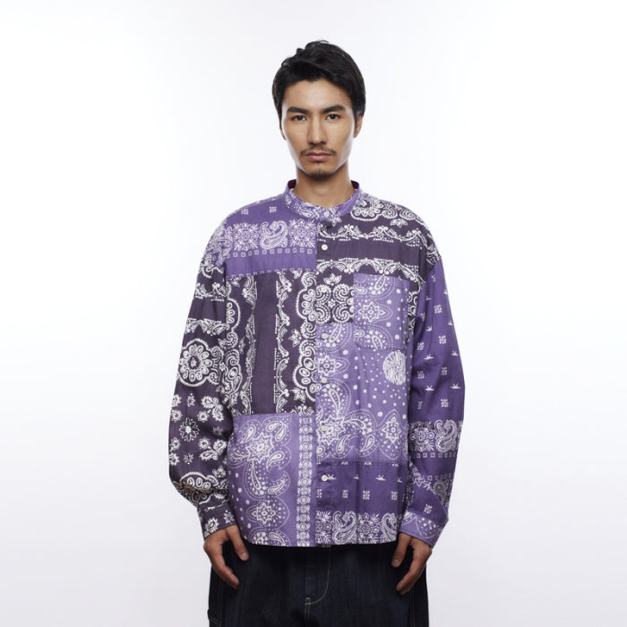 LIBERAIDERS(リベレイダース) / バンドカラー ペイズリー柄 シャツ / BANDANA SHIRT - PURPLE / 711032501 / メンズ