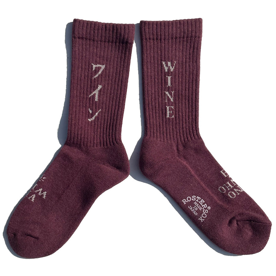 ROSTER SOX(ロスターソックス) / 靴下 クルーソックス  / WINE SOCKS - RED / RJ-001 / メンズ レディース 赤ワイン