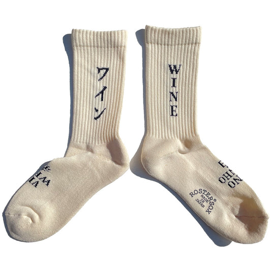 ROSTER SOX(ロスターソックス) / 靴下 クルーソックス  / WINE SOCKS - WHITE / RJ-001 / メンズ レディース 白ワイン