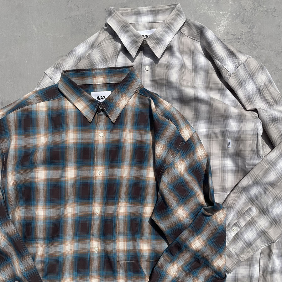 WAX(ワックス) / オンブレチェックシャツ / Ombre check shirts - GREY / WX-0420 / メンズ THM 日本製