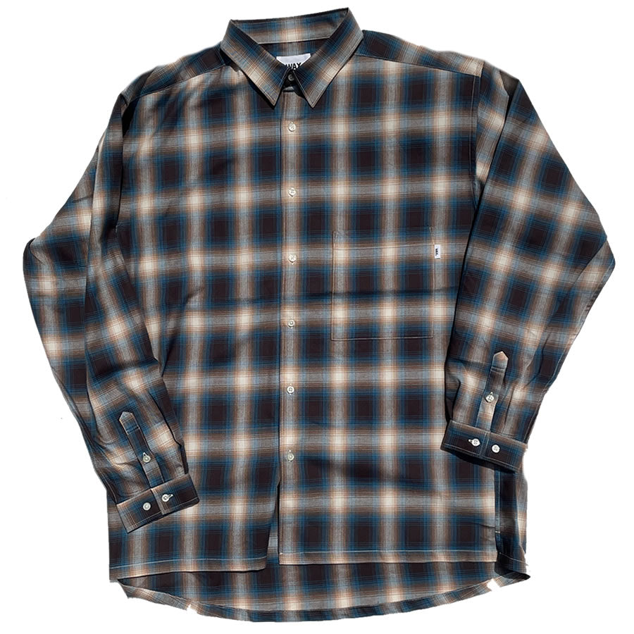 WAX(ワックス) / オンブレチェックシャツ / Ombre check shirts - BLUE / WX-0420 / メンズ THM 日本製