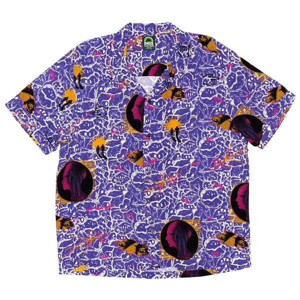 DEUS EX MACHINA ( デウスエクスマキナ ) / 半袖 オープンカラーシャツ / FUTURE HISTORY SHIRT - VIOLET / DMP255049