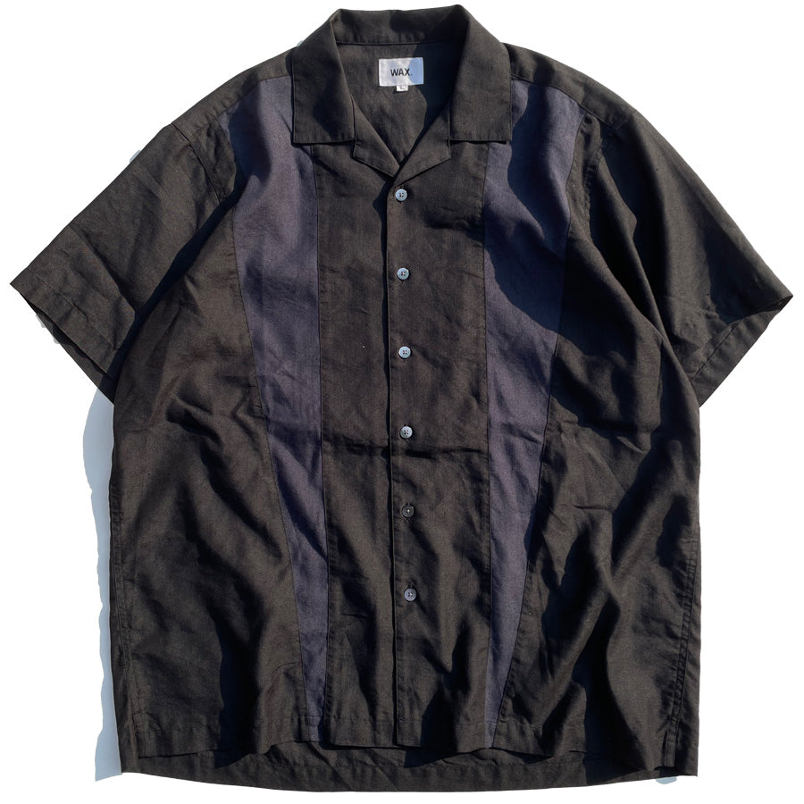 WAX(ワックス) / 半袖リネンオープンカラーシャツ / LINEN SHIRTS - BLACK / WX-0424 / メンズ THM
