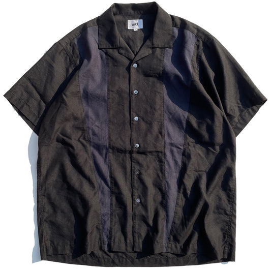 WAX(ワックス) / 半袖リネンオープンカラーシャツ / LINEN SHIRTS - BLACK / WX-0424 / メンズ THM