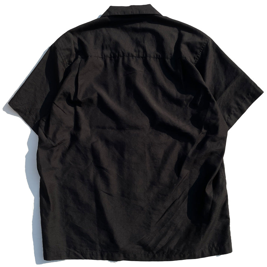WAX(ワックス) / 半袖リネンオープンカラーシャツ / LINEN SHIRTS - BLACK / WX-0424 / メンズ THM