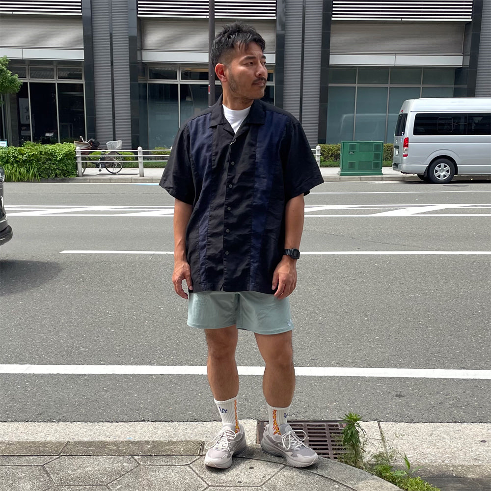 WAX(ワックス) / 半袖リネンオープンカラーシャツ / LINEN SHIRTS - BLACK / WX-0424 / メンズ THM