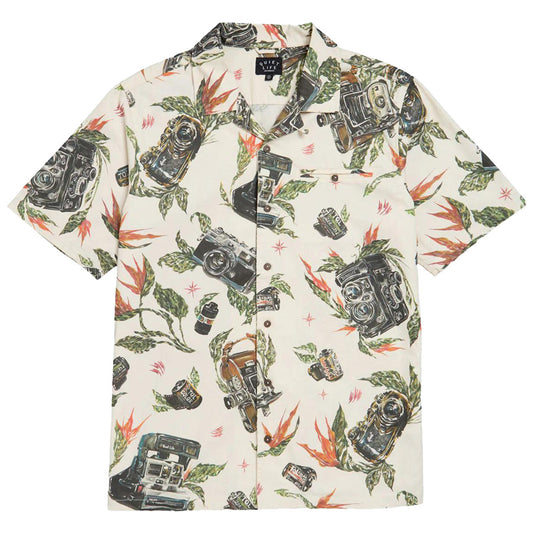 THE QUIET LIFE ザ クワイエット ライフ / 半袖 オープンカラーシャツ  / SWANSKI BUTTON DOWN TEE  - TAN / 25SPD2-2101