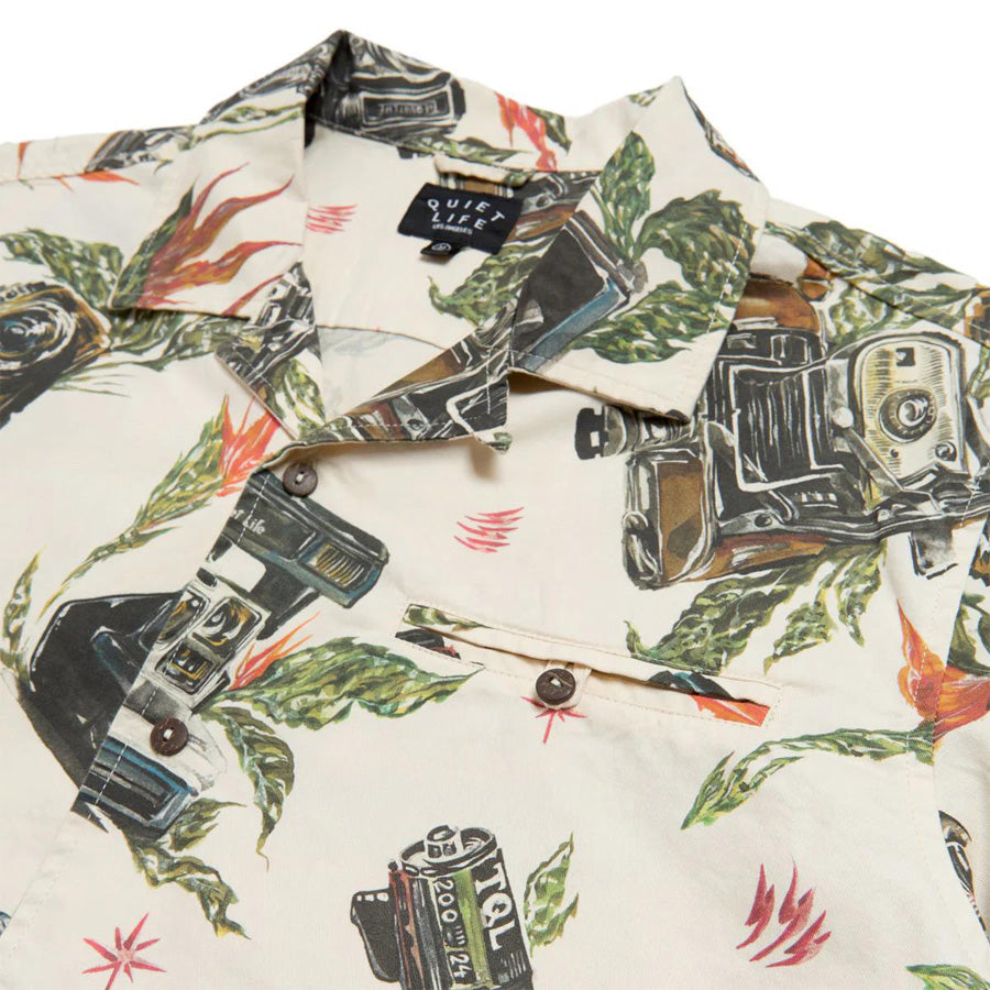 THE QUIET LIFE ザ クワイエット ライフ / 半袖 オープンカラーシャツ  / SWANSKI BUTTON DOWN TEE  - TAN / 25SPD2-2101