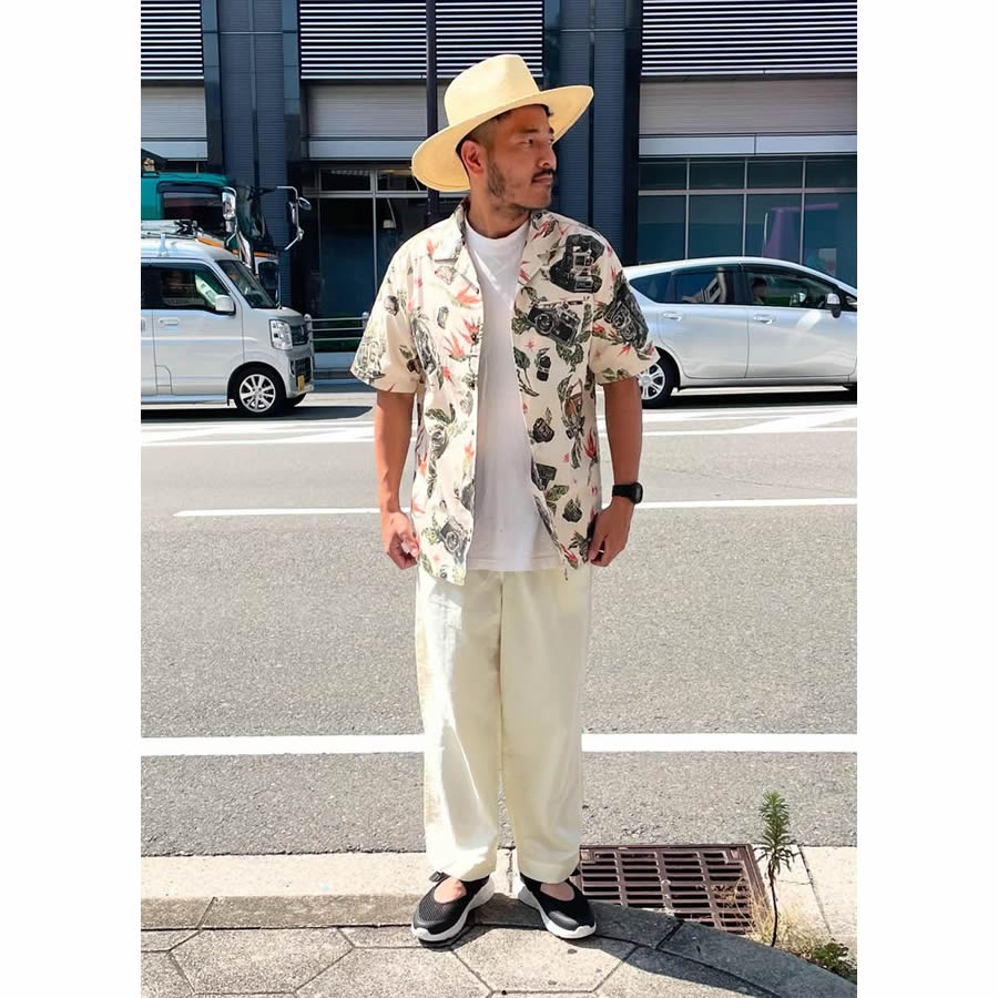 THE QUIET LIFE ザ クワイエット ライフ / 半袖 オープンカラーシャツ  / SWANSKI BUTTON DOWN TEE  - TAN / 25SPD2-2101