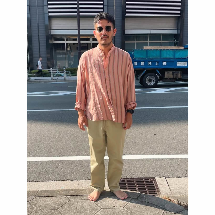 NASNGWAM (ナスングワム) / リネンシャツ 長袖 / LIBERAL SHIRTS - PINK / S0767101 / 日本製 メンズ