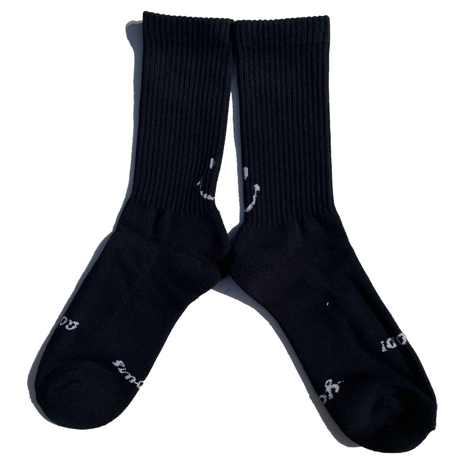 yours socks(ユアーズソックス) / 靴下 クルーソックス  / SMILE - BLACK / Y2506 / メンズ