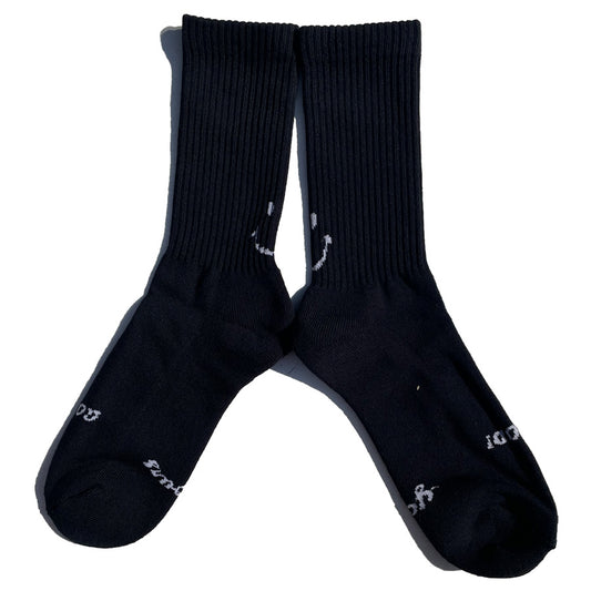 yours socks(ユアーズソックス) / 靴下 クルーソックス  / SMILE - BLACK / Y2506 / メンズ