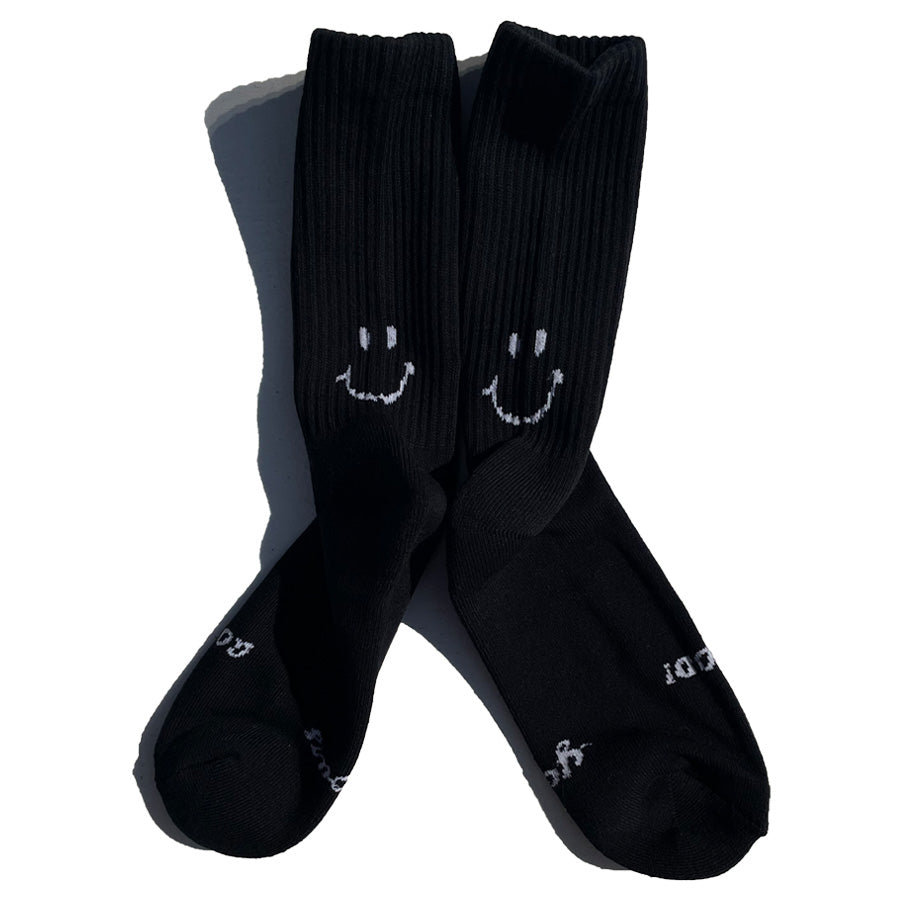 yours socks(ユアーズソックス) / 靴下 クルーソックス  / SMILE - BLACK / Y2506 / メンズ