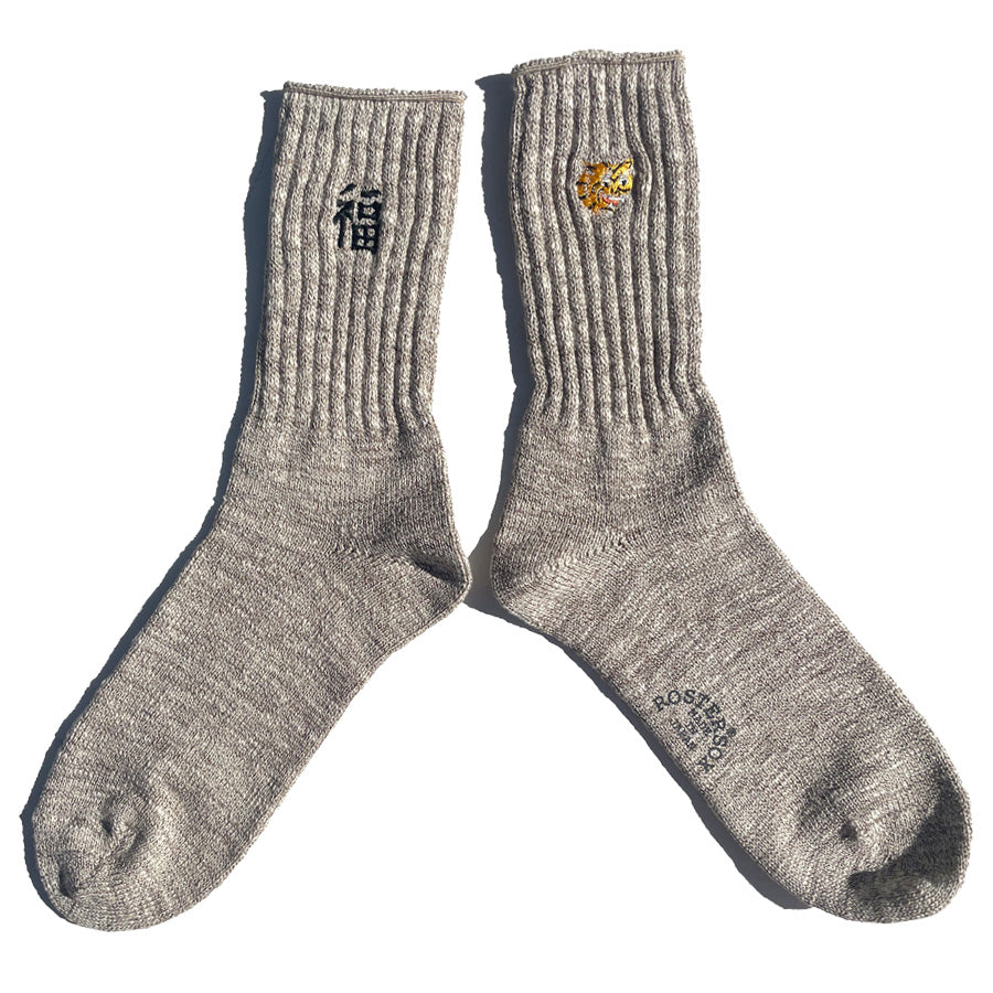 ROSTER SOX(ロスターソックス) / 靴下 クルーソックス / B TIGER - BEIGE / RS-463 / メンズ レディース 虎 福 タイガー