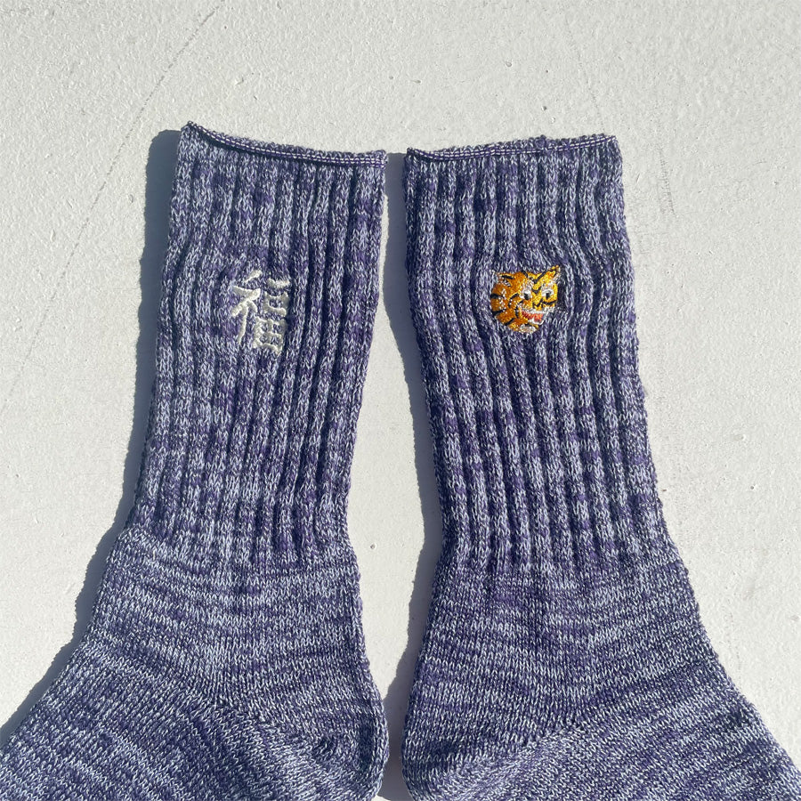 ROSTER SOX(ロスターソックス) / 靴下 クルーソックス / B TIGER - PURPLE / RS-463 / メンズ レディース 虎 福 タイガー