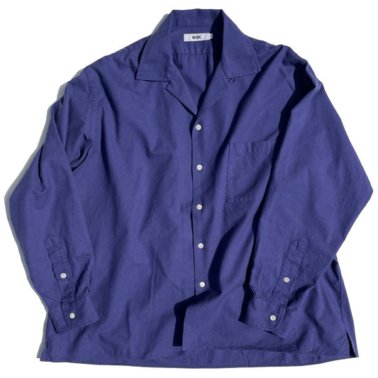 WAX(ワックス) / オープンカラーシャツ / WOOL MIX OPEN COLLAR SHIRTS - BLUE / WX-0486 / メンズ THM 日本製