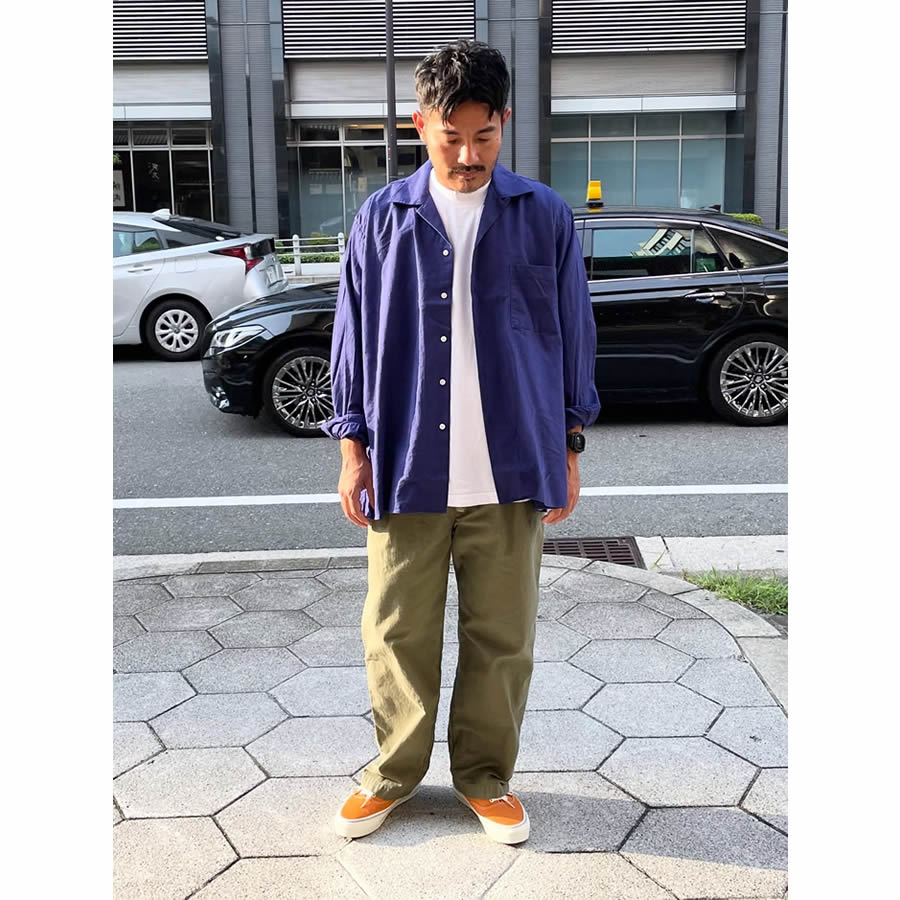 WAX(ワックス) / オープンカラーシャツ / WOOL MIX OPEN COLLAR SHIRTS - BLUE / WX-0486 / メンズ THM 日本製