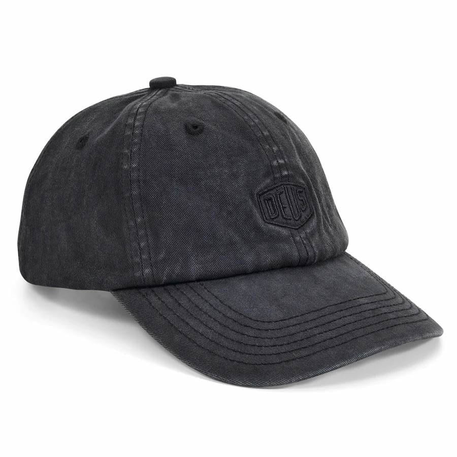 DEUS EX MACHINA ( デウスエクスマキナ ) / キャップ 帽子 / SHIELD GARMENT DYED DAD CAP - BLACK / DMF257382 / メンズ