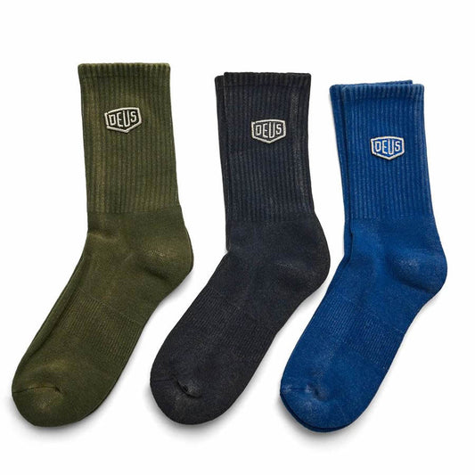 DEUS EX MACHINA ( デウスエクスマキナ ) / ソックス 靴下 / SHIELD GARMENT DYED SOCKS - 3PACK MULTI / DMF257557