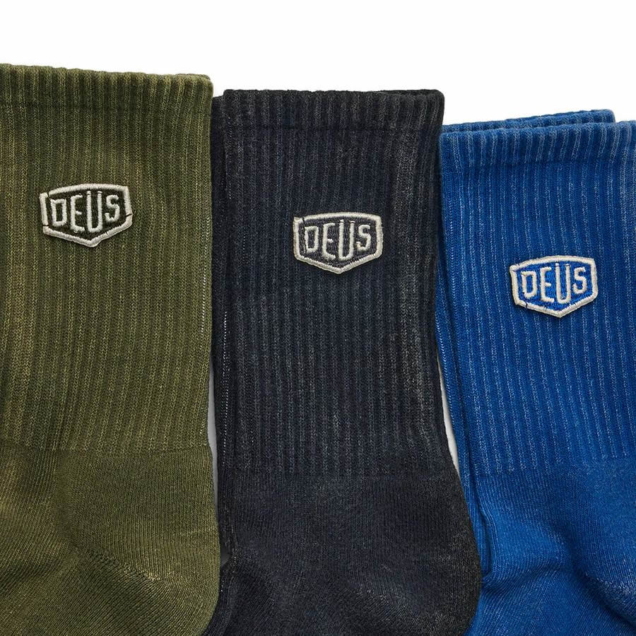 DEUS EX MACHINA ( デウスエクスマキナ ) / ソックス 靴下 / SHIELD GARMENT DYED SOCKS - 3PACK MULTI / DMF257557