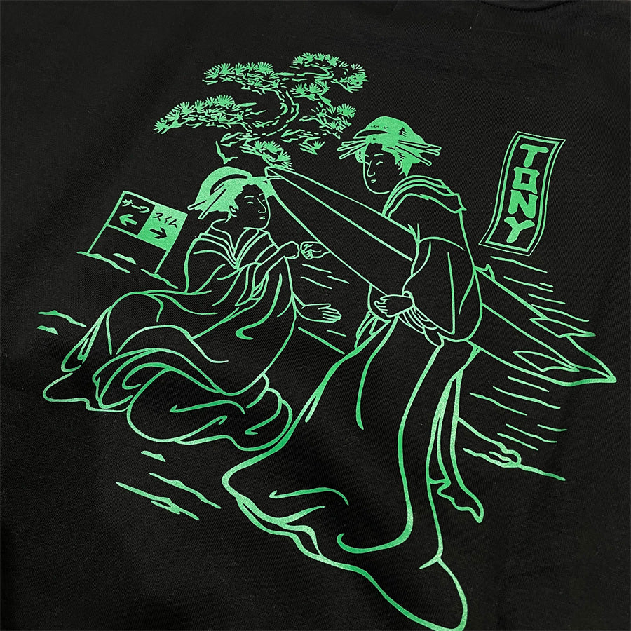 Tony Taizsun(トニー タイズサン) / 裏起毛 クルーネック スウェットトレーナー  / UKIYOE SURFER SWEAT - BLACK / 25FW-019 / メンズ