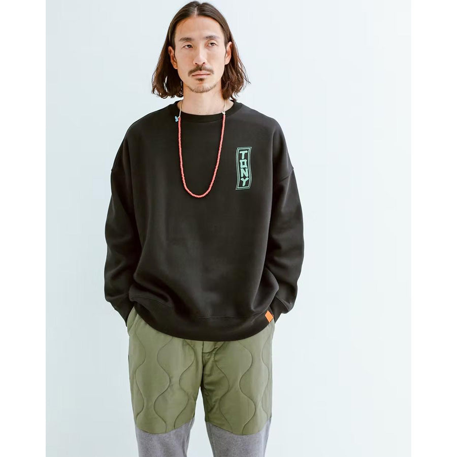 Tony Taizsun(トニー タイズサン) / 裏起毛 クルーネック スウェットトレーナー  / UKIYOE SURFER SWEAT - BLACK / 25FW-019 / メンズ
