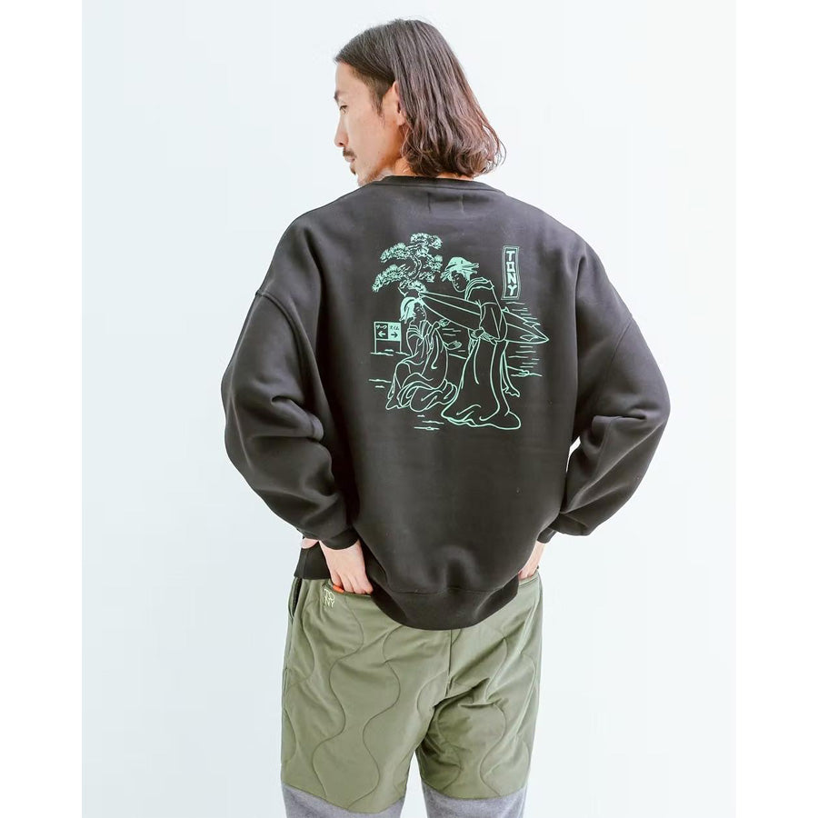 Tony Taizsun(トニー タイズサン) / 裏起毛 クルーネック スウェットトレーナー  / UKIYOE SURFER SWEAT - BLACK / 25FW-019 / メンズ