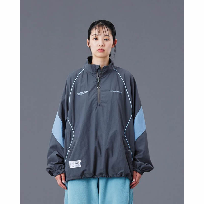 LIBERAIDERS(リベレイダース) / ナイロンハーフジップジャケット ウインドブレーカー / NYLON HALF ZIP - GRAY / 770162503 / メンズ
