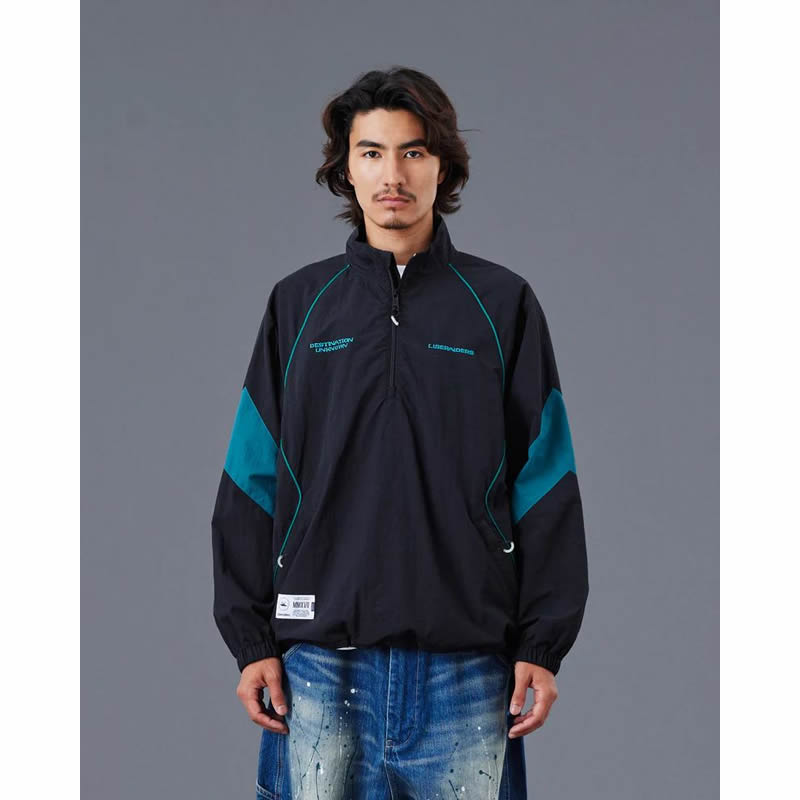 LIBERAIDERS(リベレイダース) / ナイロンハーフジップジャケット ウインドブレーカー / NYLON HALF ZIP - BLACK / 770162503 / メンズ
