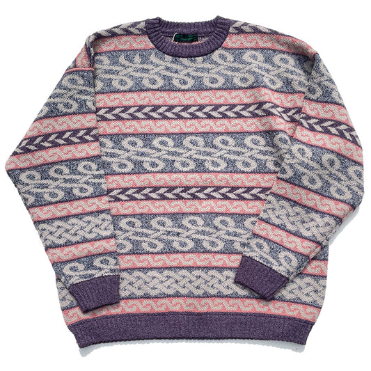 NASNGWAM (ナスングワム) / ケルティックニット /  BRAID KNIT - PURPLE / K0770203 / メンズ 総柄セーター