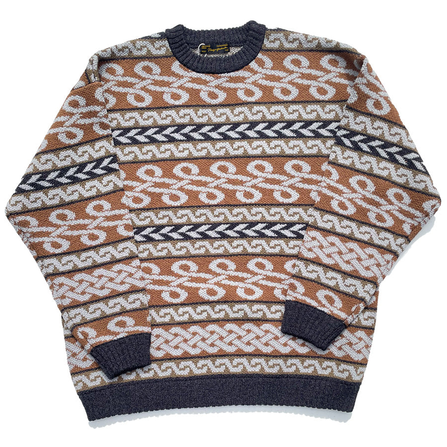 NASNGWAM (ナスングワム) / ケルティックニット /  BRAID KNIT - BROWN / K0770203 / メンズ 総柄セーター