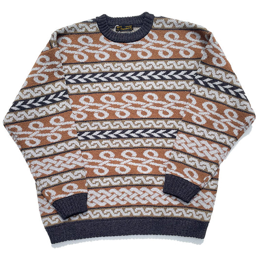 NASNGWAM (ナスングワム) / ケルティックニット /  BRAID KNIT - BROWN / K0770203 / メンズ 総柄セーター