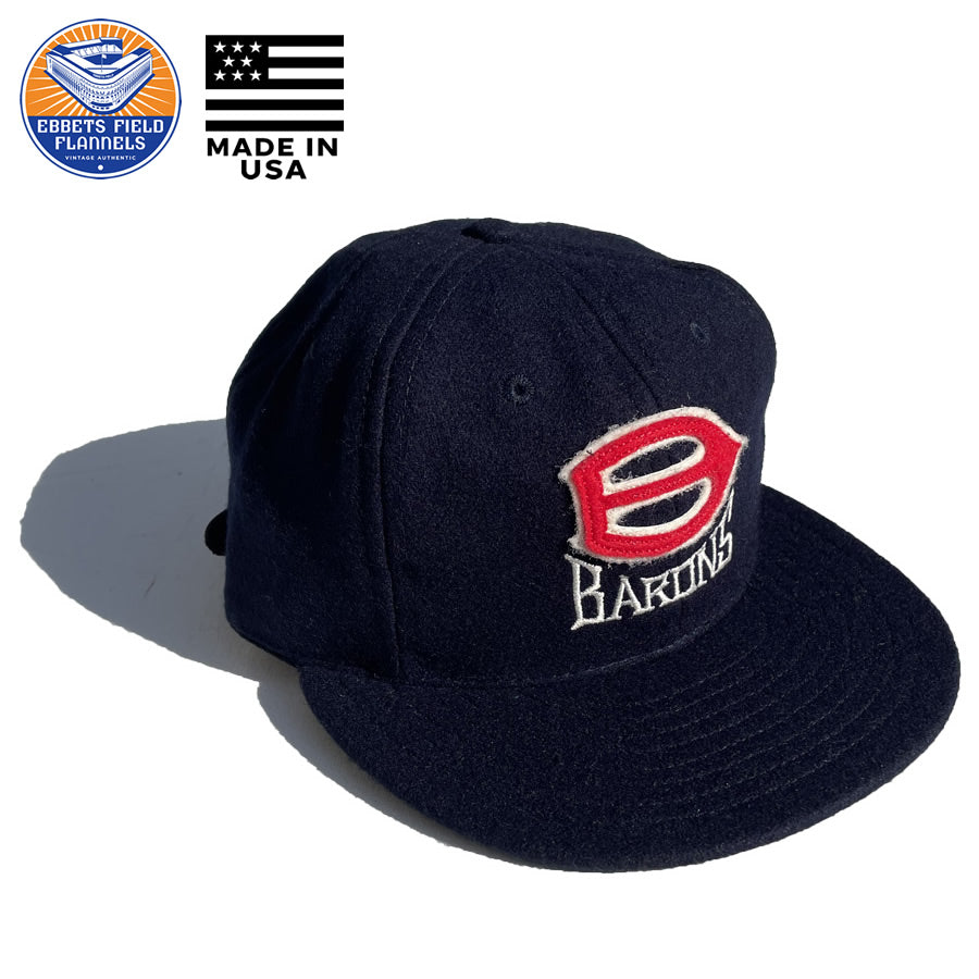 EBBETS FIELD FLANNELS(エベッツ) / 帽子 ベースボールキャップ ウール USA製 / BIRMINGHAM BARONS LETTERHEAD WOOL VINATGE BALLCAP / NAVY / メンズ
