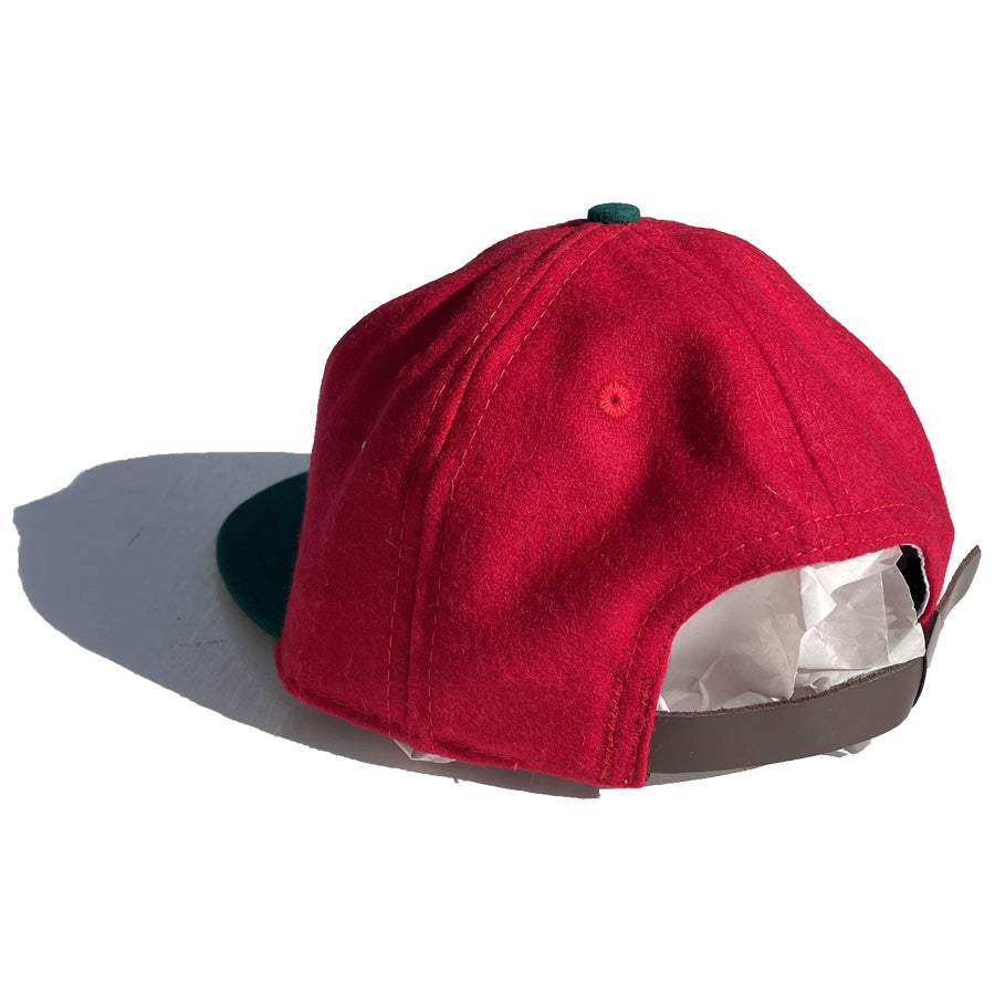 EBBETS FIELD FLANNELS(エベッツ) / 帽子 ベースボールキャップ ウール USA製 / M&O CIGARS 1946 VINATGE BALLCAP / RED x GREEN / メンズ