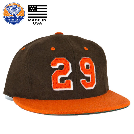 EBBETS FIELD FLANNELS(エベッツ) / 帽子 ベースボールキャップ ウール USA製 / 29 SATCHEL PAIGE 1952 SIGNATURE SERIES BALLCAP / BROWN x ORANGE / メンズ