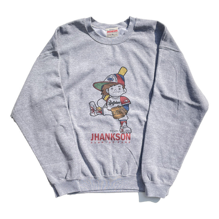 JHANKSON ジャンクソン / 別注生産 /  裏起毛 スウェットクルーネック トレーナー / BUFFA-KUN SWEAT CREW - GREY / バッファ君 近鉄バファローズ