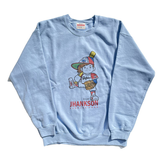 JHANKSON ジャンクソン / 別注生産 /  裏起毛 スウェットクルーネック トレーナー / BUFFA-KUN SWEAT CREW - LIGHT BLUE / バッファ君 近鉄バファローズ