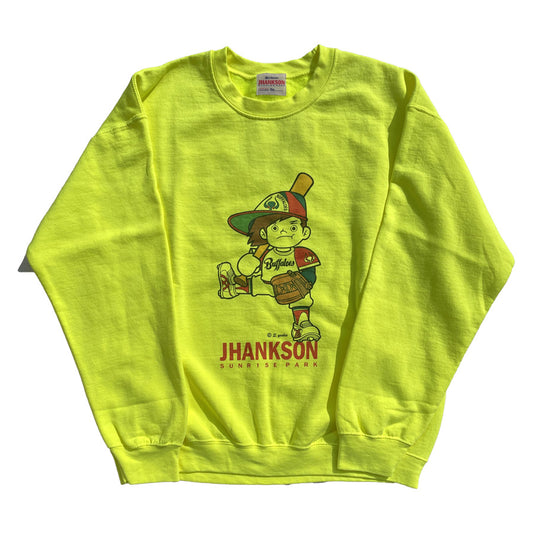 JHANKSON ジャンクソン / 別注生産 /  裏起毛 スウェットクルーネック トレーナー / BUFFA-KUN SWEAT CREW - NEON YELLOW / バッファ君 近鉄バファローズ