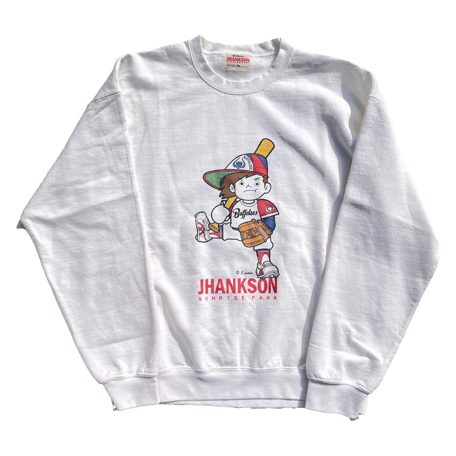 JHANKSON ジャンクソン / 別注生産 /  裏起毛 スウェットクルーネック トレーナー / BUFFA-KUN SWEAT CREW - WHITE/ バッファ君 近鉄バファローズ