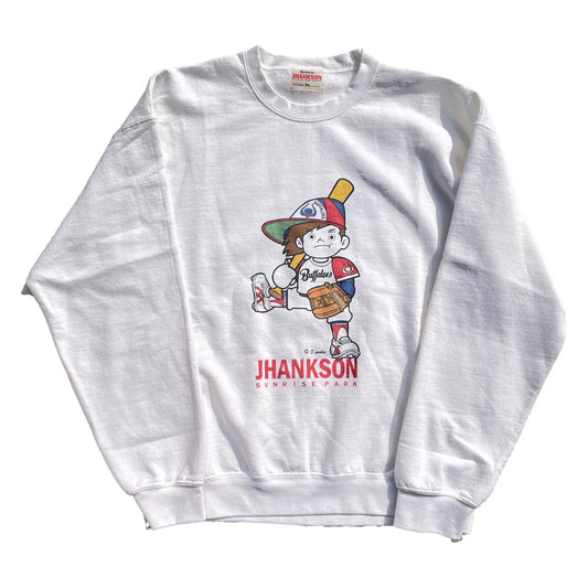 JHANKSON ジャンクソン / 別注生産 /  裏起毛 スウェットクルーネック トレーナー / BUFFA-KUN SWEAT CREW - WHITE/ バッファ君 近鉄バファローズ